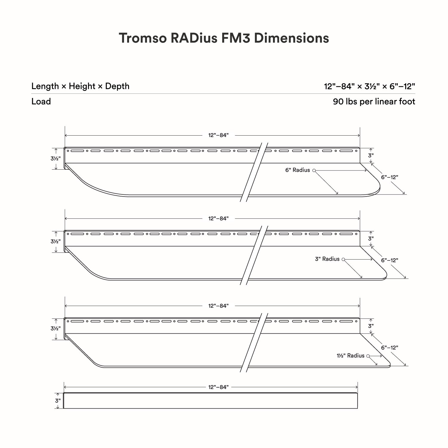 Tromso RADius FM3 Steel Floating Shelf