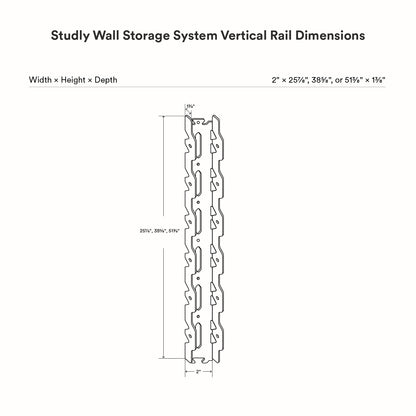 Studly Wall Storage System Vertical Rail