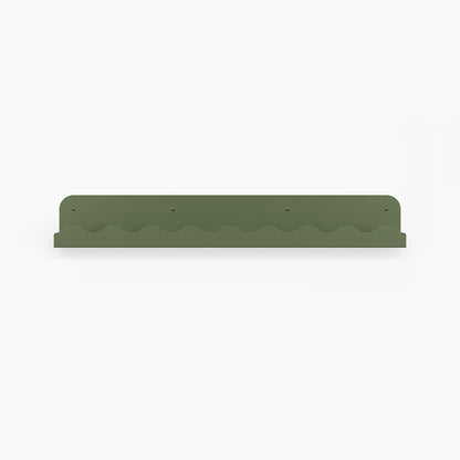 Mini Wave Picture Ledge in olive steel with subtle wave pattern for sleek wall shelf and display organization