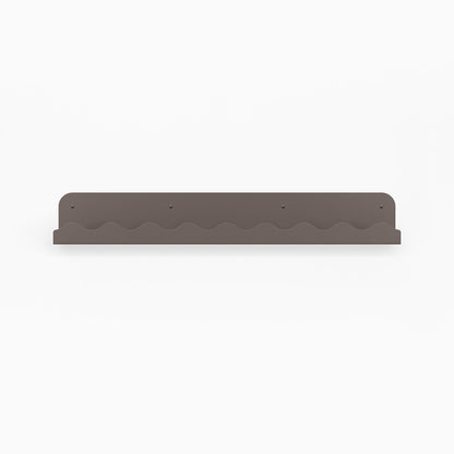 Mini Wave Picture Ledge in rust-resistant arsenic steel with minimalist wave design for versatile wall shelf display and organization