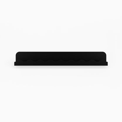 Mini Wave Picture Ledge in black matte steel with subtle wave edge for sleek wall shelf display and organization solutions
