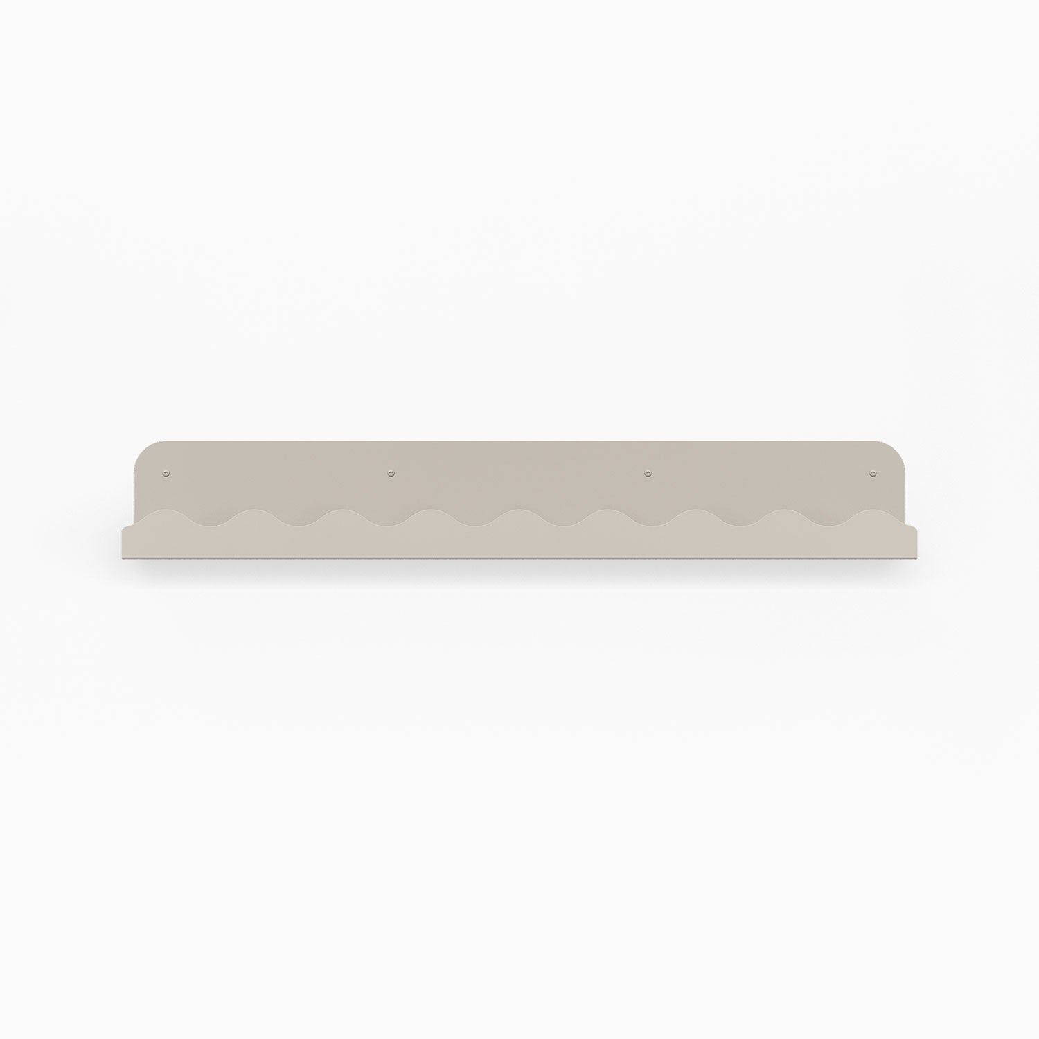 Mini Wave Picture Ledge in concrete steel with streamlined wave pattern for minimalist wall display and functional organization