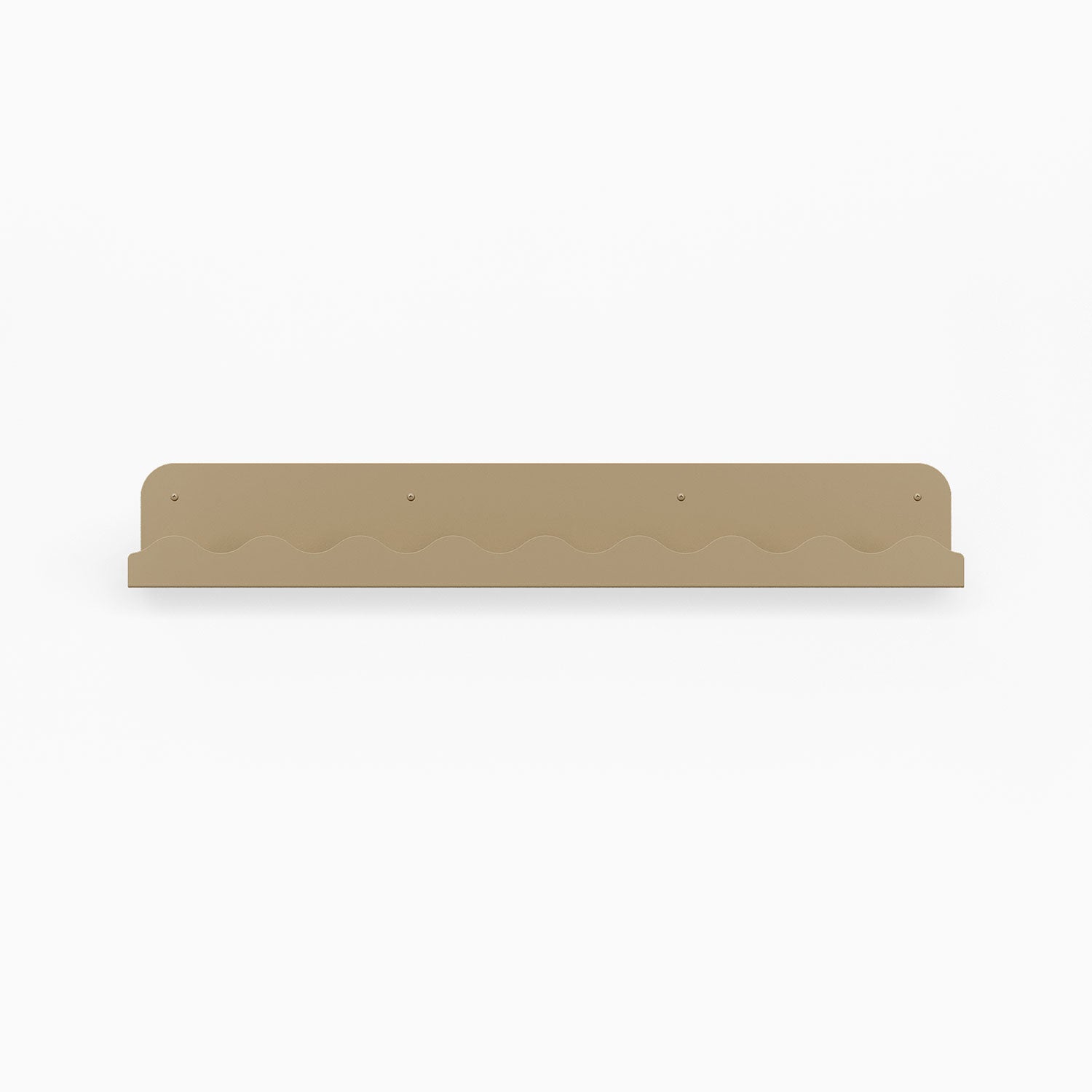 Mini Wave Picture Ledge in cowabunga steel with minimalist wave design for functional floating shelf and wall display organization
