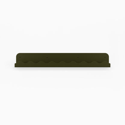 Mini Wave Picture Ledge in forest steel with wavy edge design for stylish floating shelf and wall display organization