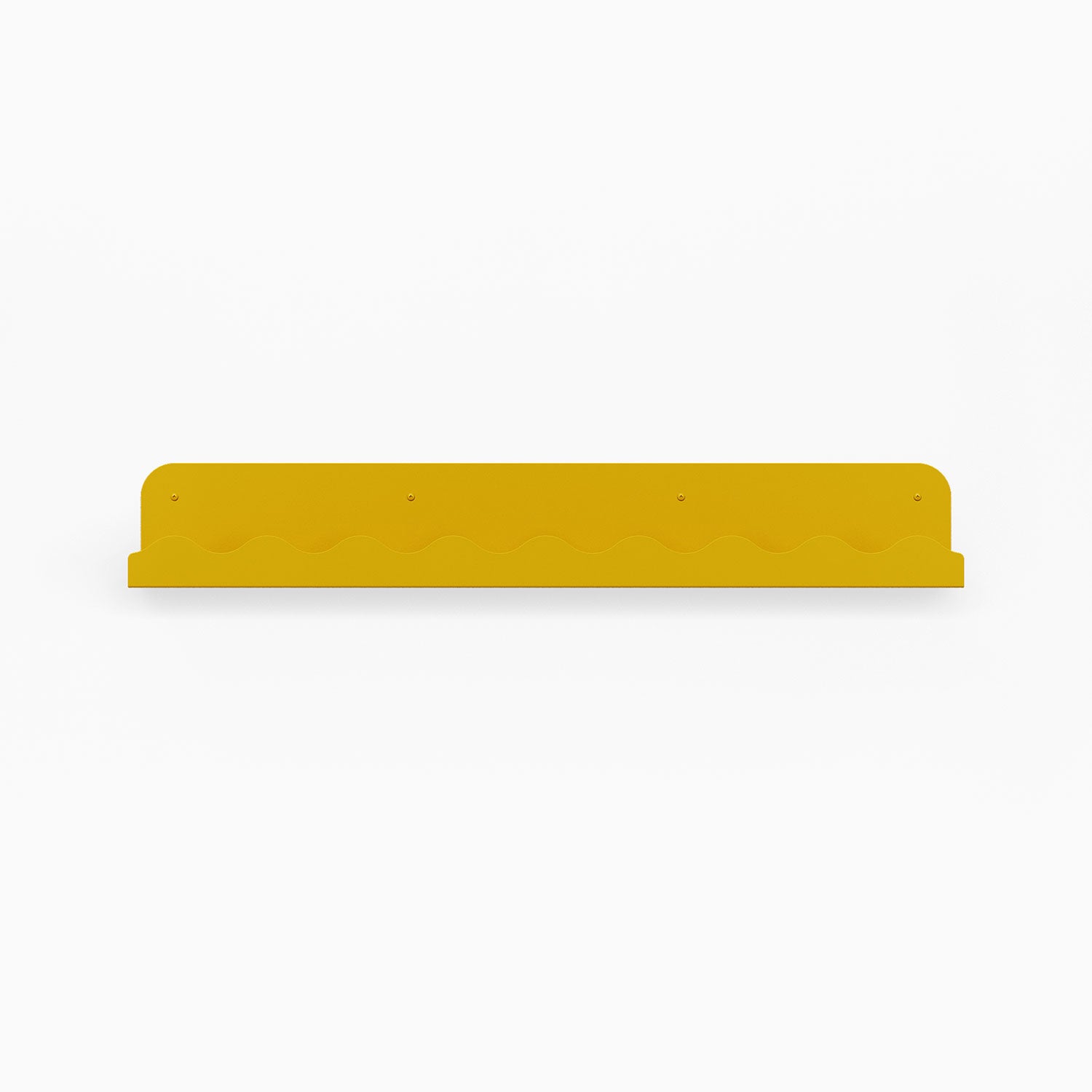 Mini Wave Picture Ledge in honeymustard steel with compact wave design for durable floating shelf wall display and organization