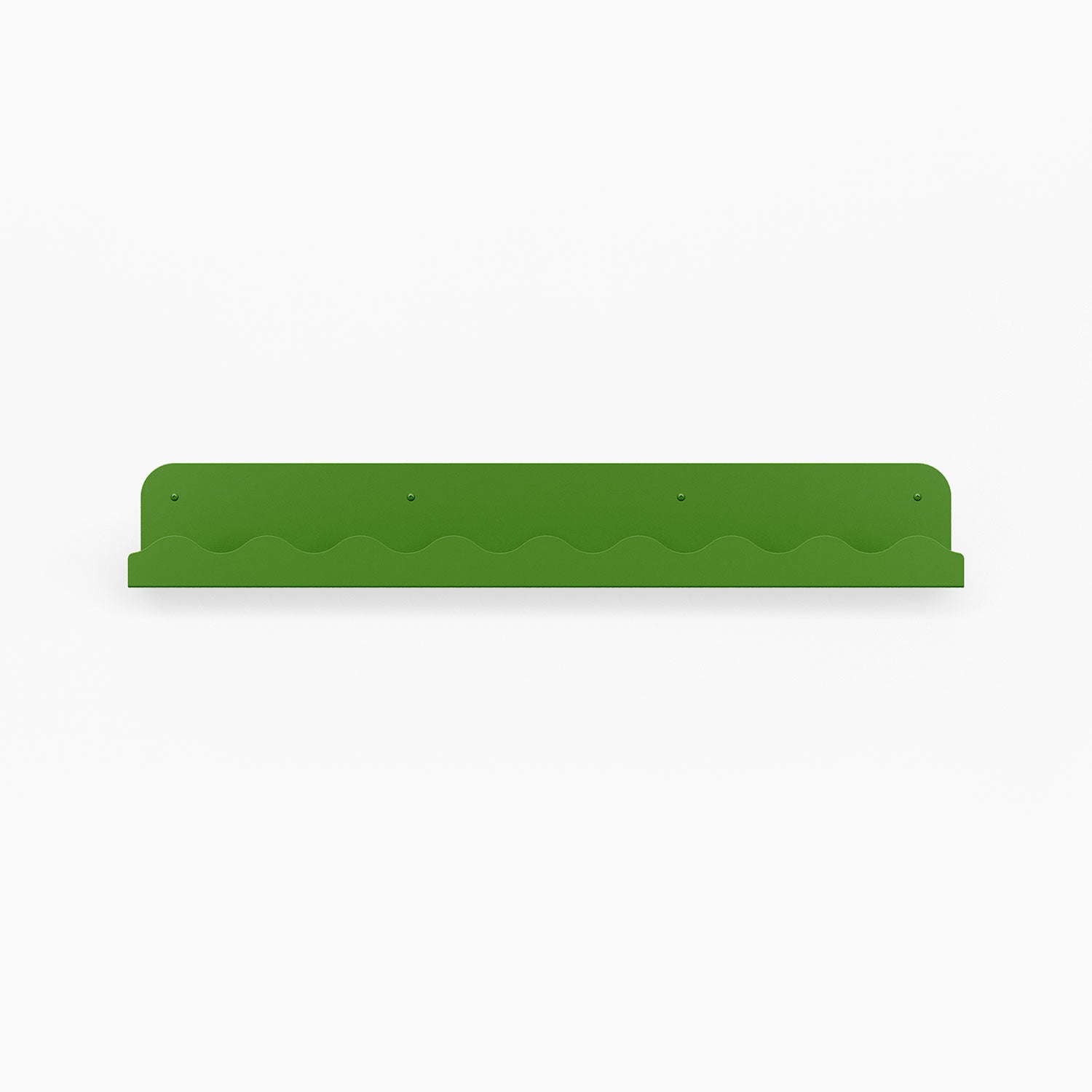 Mini Wave Picture Ledge in lime steel with compact wave pattern for durable floating shelf and wall display organization