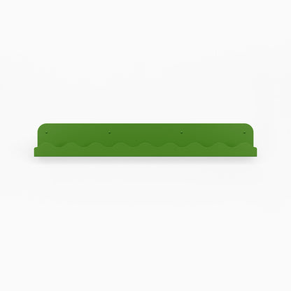 Mini Wave Picture Ledge in lime steel with compact wave pattern for durable floating shelf and wall display organization