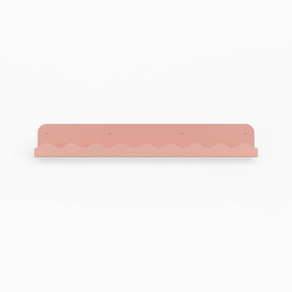 Mini Wave Picture Ledge in soft pink steel with wave pattern for stylish floating shelf and display organization solutions