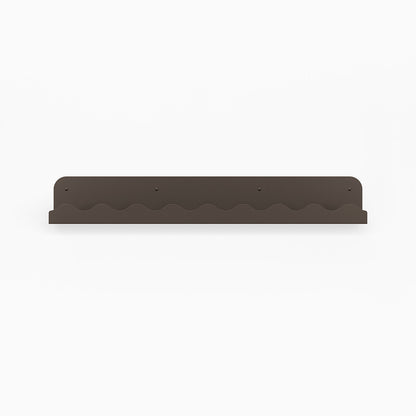 Mini Wave Picture Ledge in tungsten steel with subtle wave pattern for minimalist wall display and functional organization solutions